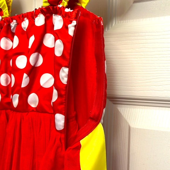 Minnie Mouse Red Dress with White Polka Dots and Yellow Ribbon border - Picture 3 of 3